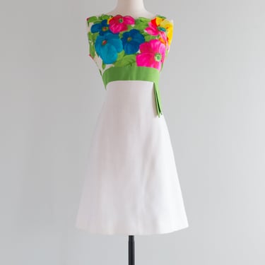 Lovely 1960's Jeanette Alexander Spring Floral Dress / Small