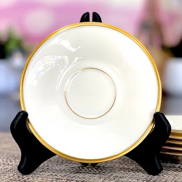 VINTAGE: 8pc Lenox Eternal Saucers - Ivory Porcelain - Tableware - Holidays - Wedding Gold Rings Unbroken Eternal Bond 