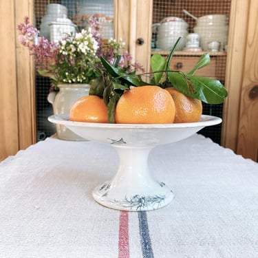 Beautiful rare find vintage French ironstone compotier, fruit bowl from a famous maker Gien 