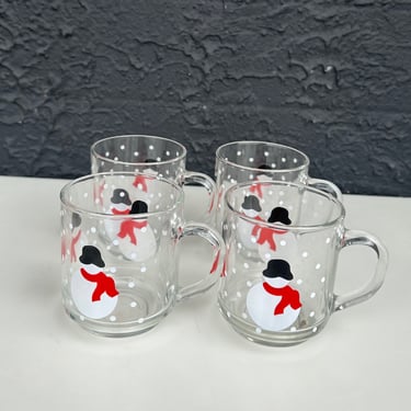Set of 4 Clear Snowman Mugs