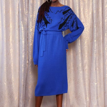 Sapphire Squiggle Sweater Dress S-XL