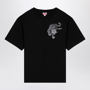 Kenzo Black Cotton T-Shirt With Embroidery Men