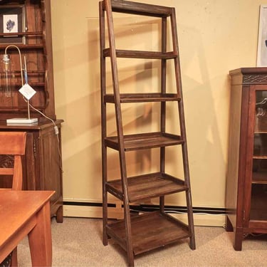 Weathered Oak 5 Shelf Ladder Bookcase