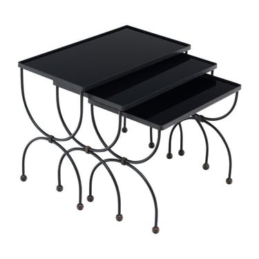 French Vintage Black Nesting Tables