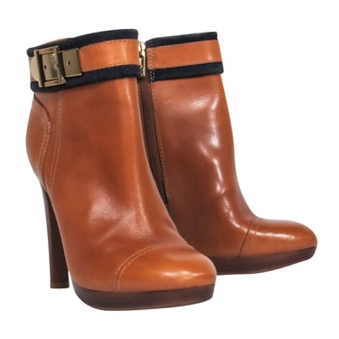Tory Burch - Brown Leather Booties w/ Gold Buckle Sz 8