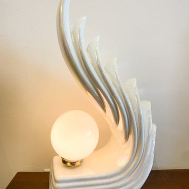 Art Deco Cascading Wings Irridescent Table Lamp