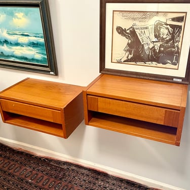 Danish Teak Floating Nightstands