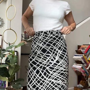 VTG 90s Black and White Pencil Maxi Skirt 