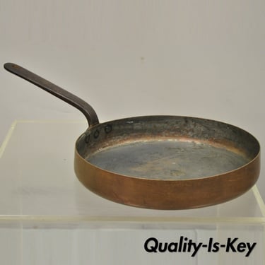 Antique Copper Hand Forged Sauce Pan Pot with Handle 11" Diameter