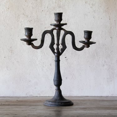 Vintage Wrought Iron Candelabra, 3 Arm Candleholder 