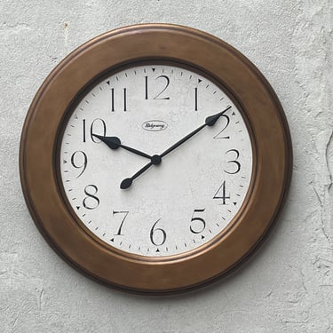 Oversized Round Wall Clock, Bronze and White with Crackle Finish, 29" Diameter 