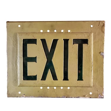 Green Glass Metal Exit Sign