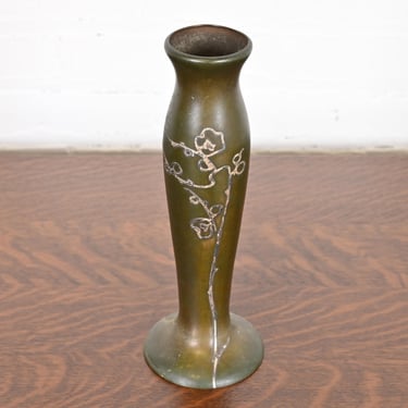 Heintz Arts &#038; Crafts Sterling Silver on Bronze Tall Vase