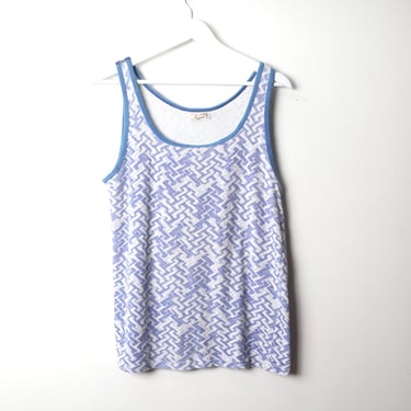 vintage MID-century terry cloth blue & white RINGER vintage tank top size MEDIUM 