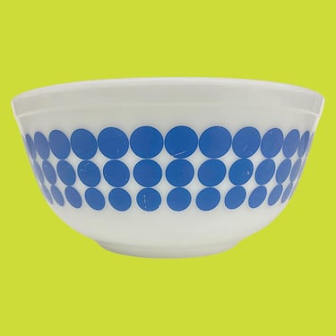 Vintage Pyrex Bowl Retro 1960s Mid Century Modern + Dots (Blue) + 403 + Size 2.5 Quart + Ceramic + MCM Kitchen Storage + Bakeware + Cookware 