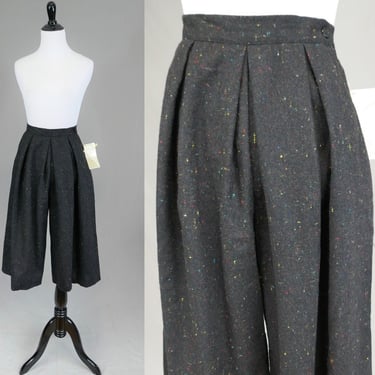80s NWT Culottes Gauchos - 26" waist - Deadstock - Black w/ Colored Flecks - High Rise Pleated Front - Cravings Sears - Vintage 1980s 