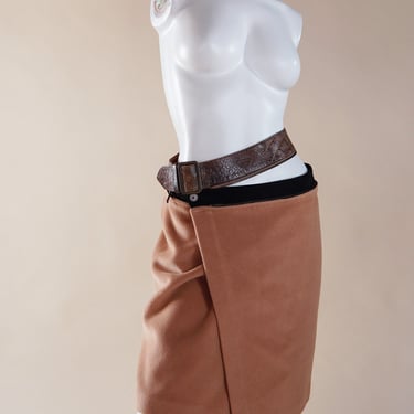 S/S 2000 Jean Paul Gaultier angora wool skirt with detachable zipper belt 