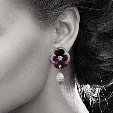 Wild Pansy Earrings, Real Flower Earrings, Flower Earrings, Purple Earrings, Pansy Earrings, Christmas Gifts, Carla Bronzini Earrings 