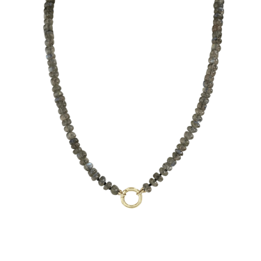 Labradorite Rondelle Bead Round Enhancer Necklace