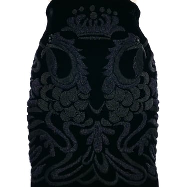 1980s Krizia Black Velvet Embellished Skirt