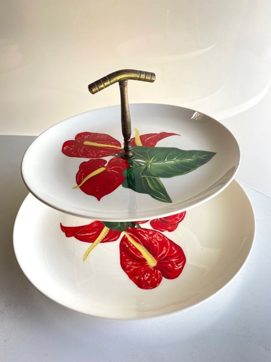 Santa Anita Ware Flowers of Hawaii Red Anthurium 1949 Set of 35 
