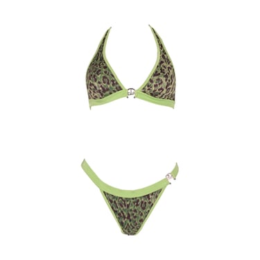 Dolce and Gabbana Green Cheetah Print Bikini