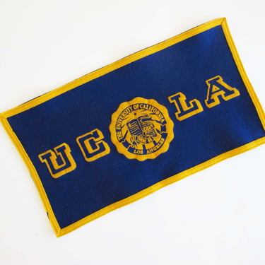 1960s UCLA Rectangle Felt Pennant Banner - Vintage UCLA Blue Gold Wall Banner Flag - Bruins Collegiate Sign 