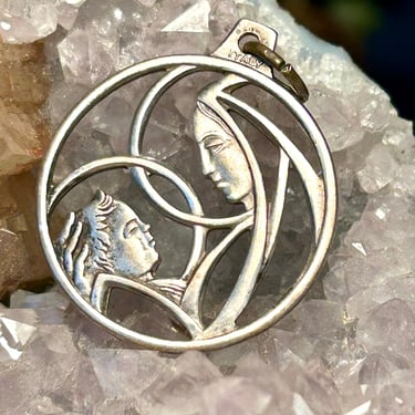 Vintage Mother And Child Pendant Mary And Jesus Religious Jewelry Gift Christianity 