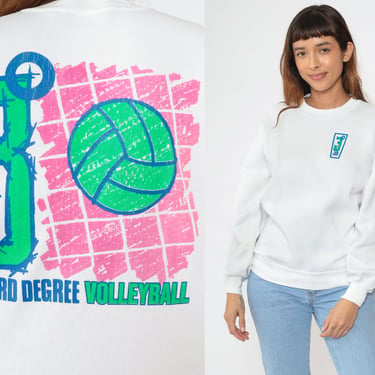 Third Degree Volleyball Sweatshirt 90s Southwest Iowa Sweatshirt Graphic Neon Retro Sports Baggy Pullover Vintage White Jerzees Medium Large 