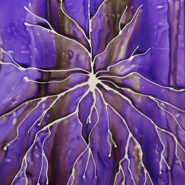 Pyramidal Neuron in Purple and Black - original ink painting on yupo of brain cells - neuroscience art 