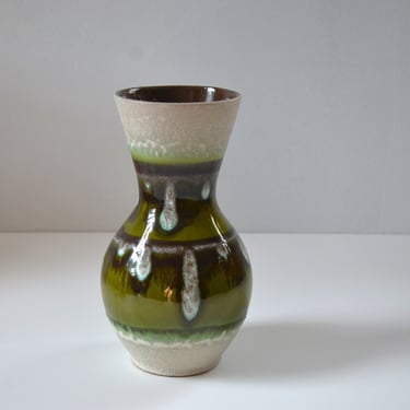 West German Art Pottery Vase in Brown, Green, and Beige by Carstens Tönnieshof  - 1256-22 