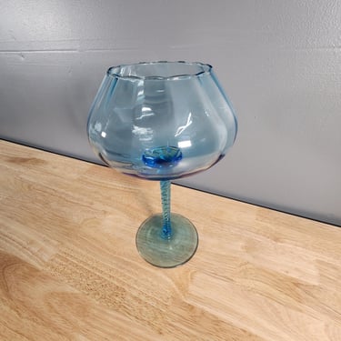 Blue Glass Chalice Vase 12.5" Tall 