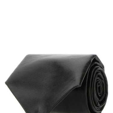 Bottega Veneta Man Black Leather Tie