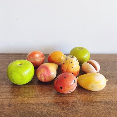 Vintage Italian Marble Carved Stone Fruit - Set of 9 