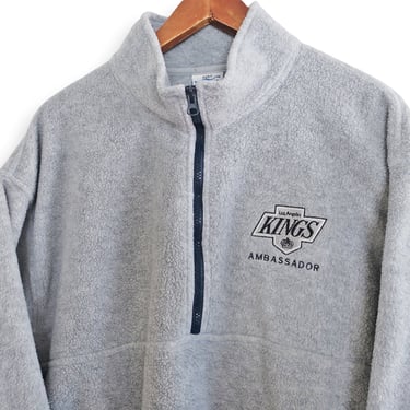Los Angeles Kings sweatshirt / 90s fleece/ 1990s Los Angeles Kings fleece half zip sweatshirt XL 