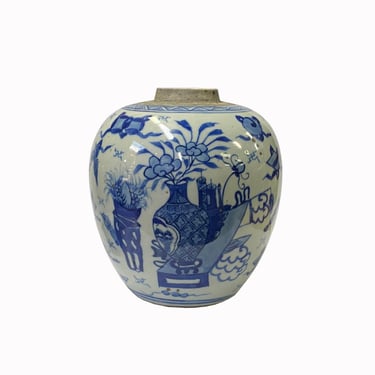 Oriental Handpaint Flower Vase Small Blue White Porcelain Ginger Jar ws2314E 