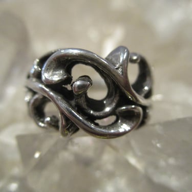 Open Scroll Band ~Hand Cast in Sterling Silver~ Antiqued 