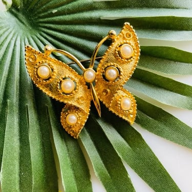 Gold toned butterfly brooch