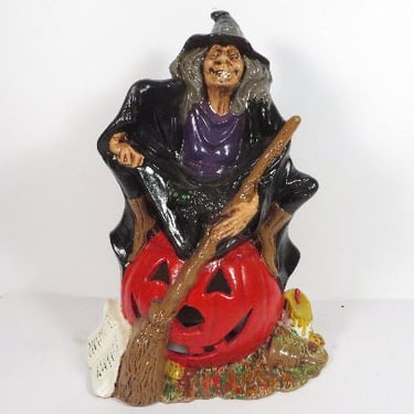 Vintage Halloween Ceramic Witch - Ceramic Halloween Witch and Jack O Lantern 