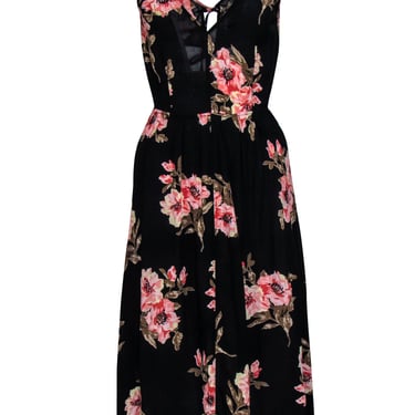 knee length dresses for ladies Maeve Midi Dress in Green with Pink Floral main image 1