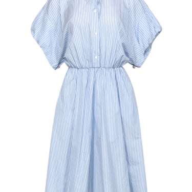 Maje - Light Blue Striped Short Sleeve Shirt Dress Sz 6