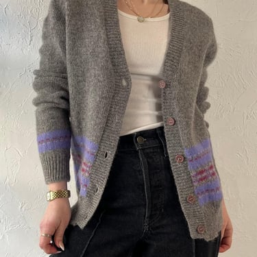 90s 'Maggie' Gray Wool Cardigan Sweater / Medium 