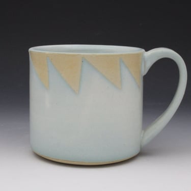 Mug - Light Blue and Gold Triangle Patterned 