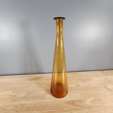 Mid Century Amber Glass Vase 19.75" Tall 