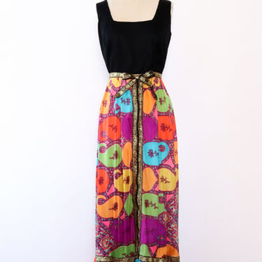 Zippered Psychedelic Maxi Dress S