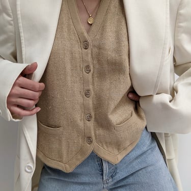 Vintage Ralph Lauren Woven Silk &amp; Linen Vest