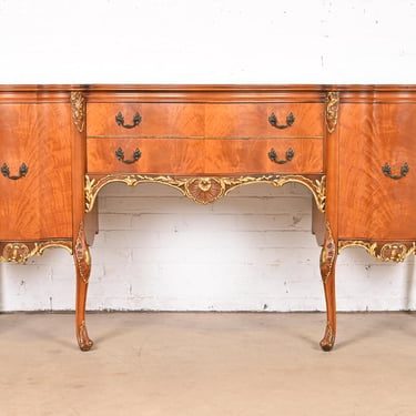 Romweber French Provincial Louis XV Burl Wood Sideboard or Bar Cabinet, 1920s