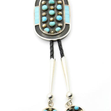 Early 1970's Bolo Turquoise and Silver Signed and Stamped