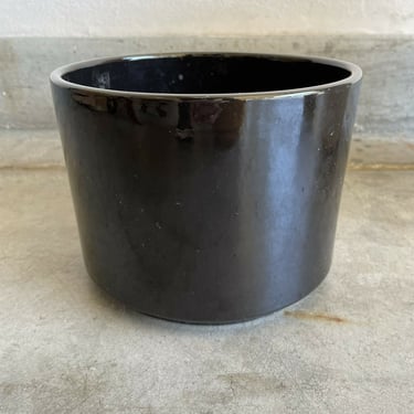 Vintage Gainey Ceramics Black Gloss Planter Pot Mid Century CA Pottery