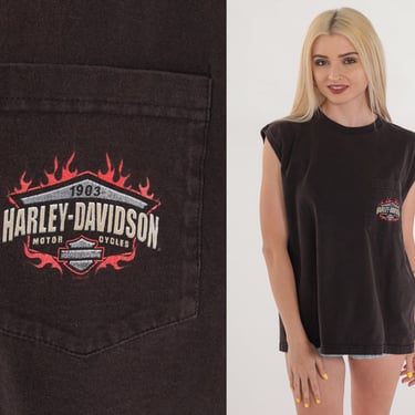 Harley Davidson TShirt Y2k Westminster California Muscle Tee Motorcycle Graphic Tank Top Biker Rocker Cutoff TShirt Black Vintage 00s Large 